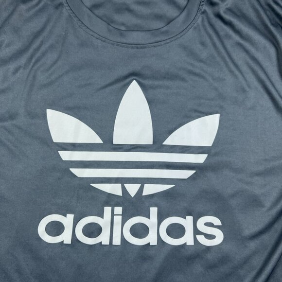 Adidas Gray T Shirt Polyester Athletic Running Shirt With Spell Out Logo XXL - Picture 3 of 7